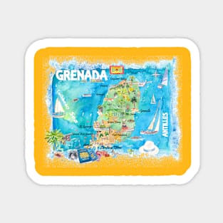 Grenada_Illustrated_Travel_Map_With_RoadsM Sticker